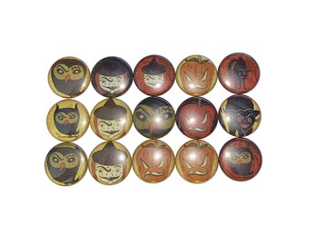Halloween Magnet, 1", 1.25", Button Magnet, Witch, Black Cat, Pumpkin, Owl, Halloween Party Favor, Halloween Theme, Party Favor, H006
