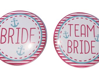 Bachelorette Party, Dark Pink, Aqua, 1.5", 2.25", Pinback Button, Bachelorette Pin, Bridal Party Favor, Bachelorette Cruise, Bridal, BW169