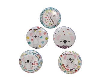 Koala, 1", 1.25", 1.5", 2.25", Button, Koala Theme, Koala Party Favor, Koala Decor, Koala Birthday, Craft Supply, Flatback, Pinback, A010