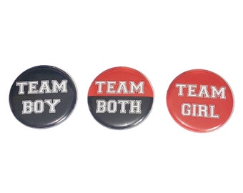 Gender Reveal, Twins, Black, Red, 1.25", 1.5", 2.25", Pinback Button, Ladybug Theme, Team Both, Reveal, Twin Reveal, VB150, VB126, VB445