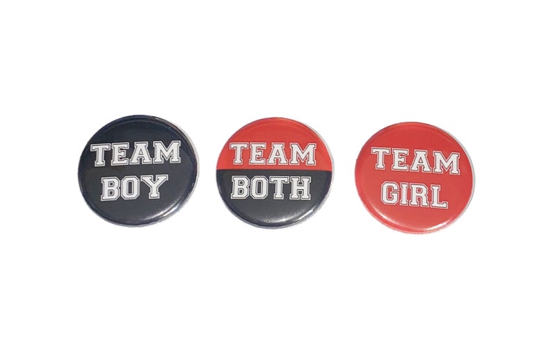VB126 Ladybug Theme Twin Reveal 1.5 VB445 1.25 2.25 Pinback Button Team Both Twins Black Red VB150 Reveal Gender Reveal