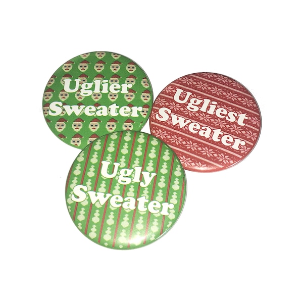 Ugly Sweater Award, 2.25", Button, Ugly Sweater Party, Holiday Sweater, Christmas Sweater, Sweater Themed Party, Pinback, Magnet, Pin, X036