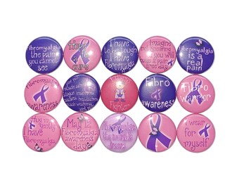 Fibromyalgia Magnet, 1", 1.25", 1.5", Button Magnet, Fibro Magnet, Fibro Theme, Fibro Ribbon, Purple Ribbon, Fibromyalgia, Fibro, CA039