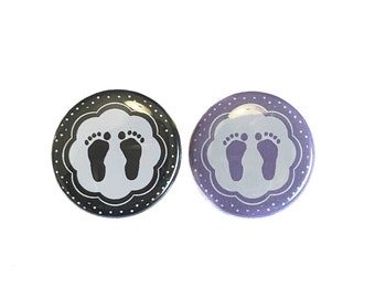 Baby Feet, Gender Reveal, Black, Lavender, 1.25", 1.5", 2.25", Pinback Button, Girl or Boy, Pregnancy, Baby Reveal, Baby Vote, VB497, VB493