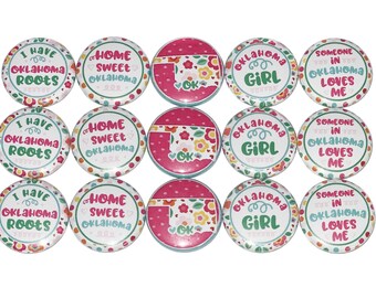 Oklahoma Magnet, 1", 1.25", 1.5", 2.25", Button Magnet, Oklahoma, Oklahoma Theme, Oklahoma Decor, Party Favor, Oklahoma State, OK, TS022