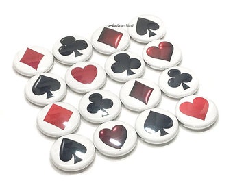 Card Magnet, Poker Magnet, 1", 1.25", 1.5", 2.25", Button Magnet, Poker Decor, Poker Theme, Party Favor, Card, Card Theme, Card Decor, GM006
