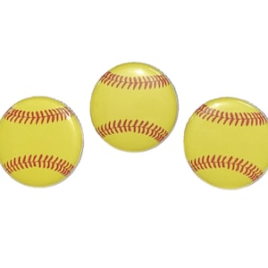 Softball, 1", 1.25", 1.5", 2.25", Button, Softball Decor, Softball Theme, Party Favor, Yellow Softball, Flatback, Pinback, Pin, Badge, SE044