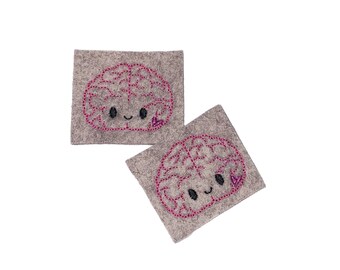 Brain Felt, 2 Felts, Brain Patch, Gray, Black, Dark Pink, Unfinished, Craft Supply, Brain, Size 1 of 3, EMB093