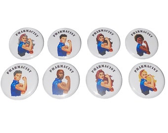 Pharmacist, 1", 1.25", 1.5", 2.25", Button Magnet, Pharmacy Theme, Pharmacist Gift, Pharmacy Magnet, Pharmacy, Pharmacist, RX004