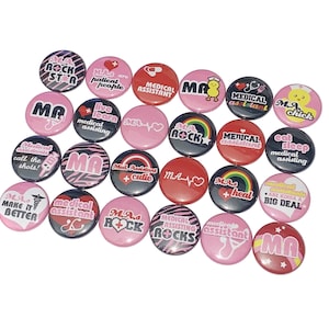 Medical Assistant, 1&quot;, 1.25&quot;, Button, Medical Theme, MA, Party Favor, Medical Assistant Gift, Pink, Black, Flatback, Pinback, Badge, MA006