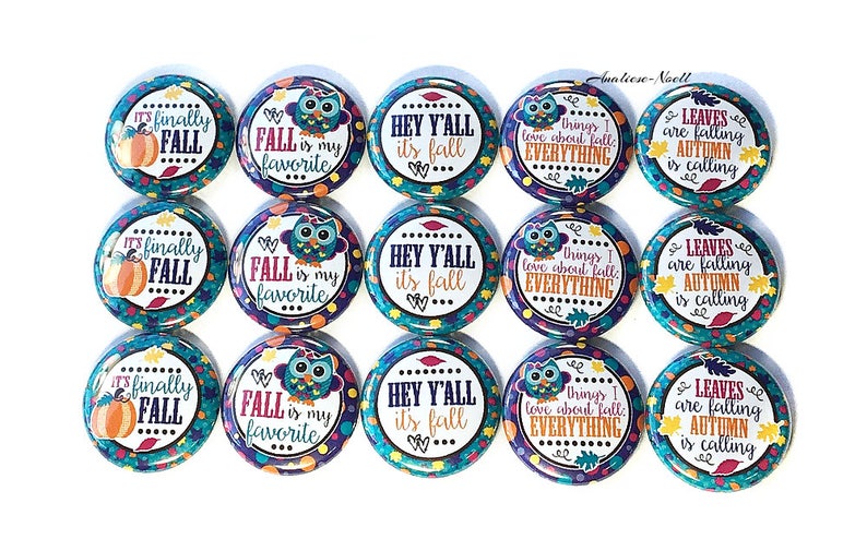 15 Buttons Pumpkin Button Pins Fall Button Fall Pin Turquoise Fall 1 Pinback Button Blue Ready to Ship Purple Fall Party Favor