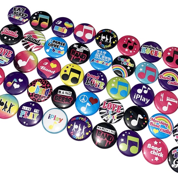 Marching Band, 1", 1.25", 1.5", 2.25", Button, Marching Band, Band Party Favor, Band Birthday, Band, Flatback, Pinback, Pin, Badge, MB002