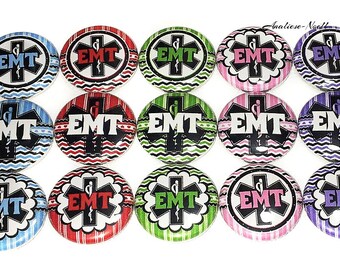 EMT Magnet, Emergency Services, 1", 1.25", Button Magnet, EMT, Emt Theme, Emt Decor, Party Favor, Appreciation, Gift, First Responder, LE005