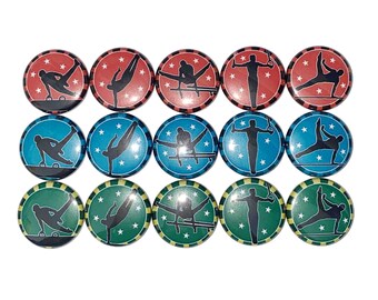 Boys Gymnastics, Imperfect, 1" Pinback Buttons, 10 Buttons, Ready to Ship, CD008