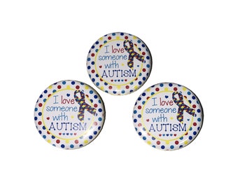 Autism Awareness, Autism, 1", 1.25", 1.5", 2.25", Button, Autism Theme, Autism Gift, Autism Ribbon, Flatback, Pinback, Pin, Badge, AS001