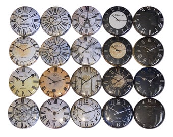 Old Clock Magnet, 1", 1.25", 1.5", 2.25", Around the Clock, Wonderland Magnet, Old Clock Party Favor, Wedding, Antique Clock, New Year, C001