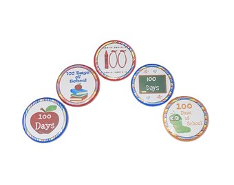 100 Days of School Magnet, 1", 1.25", 1.5", Button Magnet, 100 Days Decor, 100th Day, Party Favor, 100, 100 School Theme, 100 Party, SC017