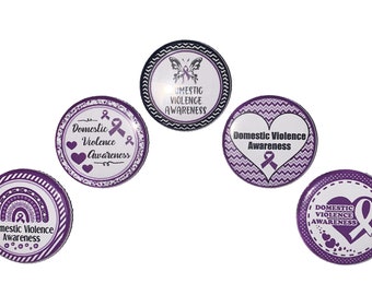 Domestic Violence Magnet, 1", 1.25", 1.5", 2.25", Button Magnet, Purple Ribbon, Domestic Violence, Violence Ribbon, Domestic Abuse, CA030
