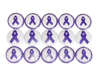 Purple Ribbon Magnet, 1", 1.25", Button Magnet, Purple Ribbon, Epilepsy, Alzheimer's, Lupus, Sarcoidosis, Crohn's, Pancreatic Cancer, CA053