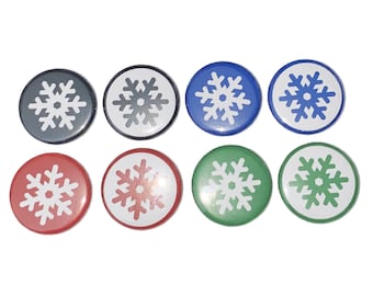 Snowflake Magnet, 1", 1.25", Button Magnet, Snowflake, Snowflake Theme, Snowflake Decor, Winter Theme, Winter Decor, Winter Magnet, WT001