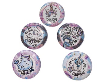 Unicorn Magnet, 1", 1.25", 1.5", 2.25", Button Magnet, Unicorn Dog, Unicorn Cat, Sea Horse, Narwhal, Unicorn Mermaid, Sea Party Favor, MC003