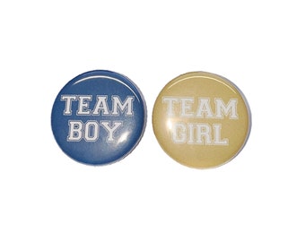 Gender Reveal, Smokey Blue, Light Gold, 1.25", 1.5", 2.25", Pinback Button, Dusty Blue, Light Yellow, Baby Shower, Vote, VB567, VB573