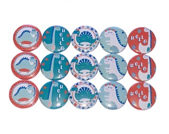 Dinosaur Magnet, 1", 1.25", 1.5", 2.25", Button Magnet, Birthday, Dinosaur, Party Favor, Dinosaur Theme, Dinosaur Decor, Dino, Gift, DU004