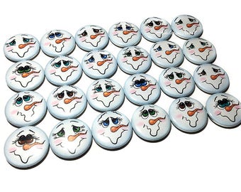 Snowman Magnet, 1", 1.25", 1.5", 2.25", Button Magnet, Snowman Decor, Snowman Theme, Party Favor, Winter Theme, Winter Decor, Snow, WT004