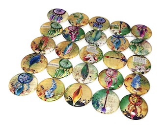 Dream Catcher Magnet, 1", 1.25, 1.5", 2.25", Button Magnet, Tribal, Dream Catcher, Feather, Dream, Native American, Indian, Arrow, T004