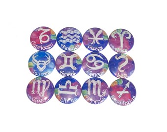 Zodiac Magnet, 1", 1.25", 1.5", 2.25", Button Magnet, Horoscope, Zodiac Decor, Horoscope Decor, Horoscope Magnet, Astrological Sign, ZP015