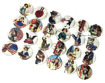 Patriotic, American Flag, 1", 1.25", 1.5", 2.25", Button, Flag Decor, Old Time, Patriotic Theme, Party Favor, Flag, Flatback, Pinback, PC012