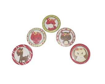 Woodland, Forest, 1", 1.25", Button, Woodland Theme, Forest Theme, Woodland Animals, Deer, Owl, Rabbit, Bird, Flatback, Pinback, Pin, WA008