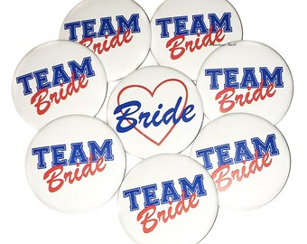 Bachelorette Party, Red, Blue, Heart, Bride, 1.5", 2.25", Pinback Button, Bachelorette Pin, Briday Party Favor, Patriotic, Pin, BW052, BW130