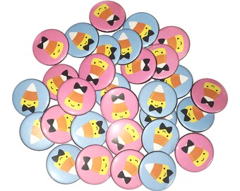 Gender Reveal, Candy Corn, 1.25", 1.5", 2.25", Pinback Button, Girl or Boy, Pink or Blue, Baby Vote, Halloween, Fall, Vote, VB031, VB033