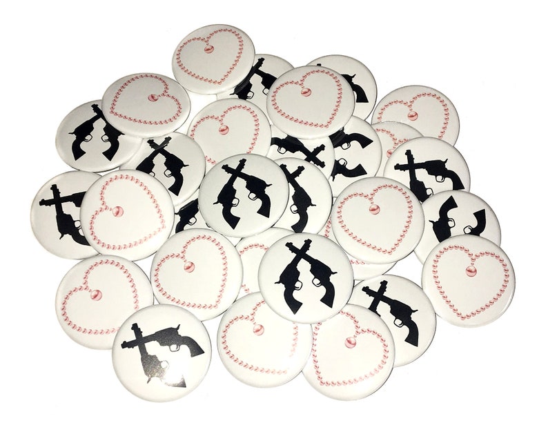 Pearls VB168 Guns 2.25 Pearl Baby Shower Gender Reveal Pistol Baby Shower Baby Shower Pistols VB221 1 1.5 Pinback Button
