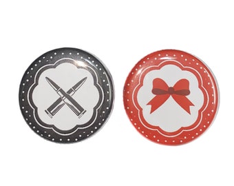 Gender Reveal, Guns, Bows, 1.25", 1.5", 2.25", Pinback Button, Red, Black, Gun Reveal, Baby Reveal, Gun Baby Shower, VB559, VB556