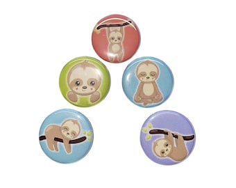 Sloth, 1", 1.25", Button, Sloth Theme, Sloth Decor, Sloth Birthday, Sloth Gift, Sloth Craft Supply, Flatback, Pinback, Pin, Badge, A022