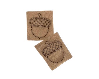 Acorn Felt, 2 Felts, Brown, Unfinished, Craft Supply, Fall Theme, Size 1 of 4, EMB025