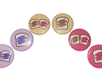 Peanut Butter Magnet, Jelly Magnet, 1", 1.25", Button Magnet, PBJ, Pbj Magnet, Pbj Theme, Sandwich Magnet, Grape Jelly, Friends, FD026