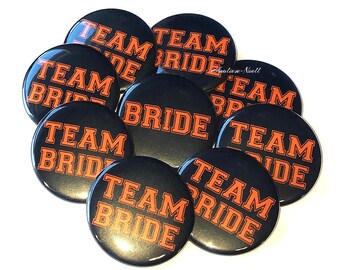 Bachelorette Party, Orange, Black, 1.5", 2.25", Pinback Button, Bachelorette Pin, Bridal Party, Halloween Bridal Party, Bride, BW040, BW152