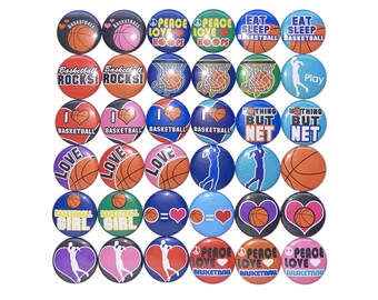 Basketball Magnet, 1", 1.25", 1.5", Button Magnet, Basketball, Basketball Theme, Basketball Decor, Girl's Basketball, Party Favor, SE003