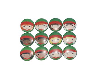 Elf Face Magnet, 1", 1.25", 1.5", 2.25", Button Magnet, Elves, Elf Faces, Elf Magnet, Xmas, Christmas, Elf Theme, Elf Decor, Xmas, X044