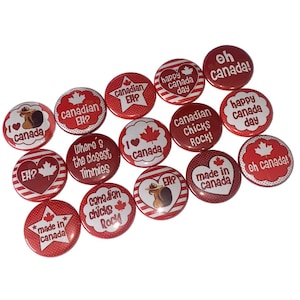 Canada, 1&quot;, 1.25&quot;, 1.5&quot;, 2.25&quot;, Button, Canadian Decor, Canada Theme, Canadian, Canada Party, Party Favor, Flatback, Pinback, Badge, NE003