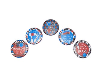 Bowling Magnet, 1", 1.25", 1.5", 2.25", Button Magnet, Bowling, Bowling Theme, Bowling Decor, Party Favor, Birthday, Bowling Ball, HI001