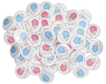 Gender Reveal, Football, Blue, Pink, 1.25", 1.5", 2.25", Pinback Button, Team Girl, Team Boy, Baby Reveal, Boy or Girl, Helmet, VB106, VB141