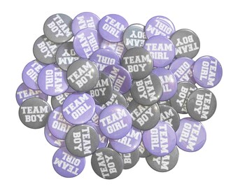 Gender Reveal, Lavender, Gray, 1", 1.5", 2.25", Pinback Button, Baby Reveal, Purple and Gray, Light Purple, Baby Shower, Grey, VB120, VB111