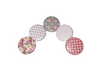 Black Pink White Floral Magnet, 1", 1.25", 1.5", 2.25", Button Magnet, Black Decor, Pink Decor, Floral Pattern, Pink Magnet, Magnet, BK019