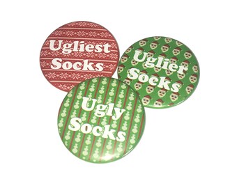 Ugly Socks Award, 2.25", Button, Ugly Sock Party, Holiday Socks, Christmas Socks, Sock Themed Party, Sock Contest, Pinback, Magnet, X037