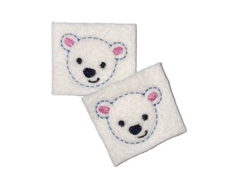 Polar Bear Felt, 2 Felts, White, Unfinished, Craft Supply, Bear, Size 1 of 4, EMB105