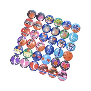Basketball, Imperfect, 1&quot; Pinback Button, 36 Buttons, Ready to Ship, SE003